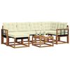 vidaXL Conjunto de sof&aacute;s de exterior con coj&iacute;n 7 pcs Natural y Crema