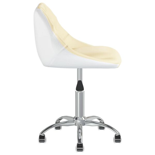 vidaXL Silla de comedor giratoria de cuero sint&eacute;tico crema y blanco