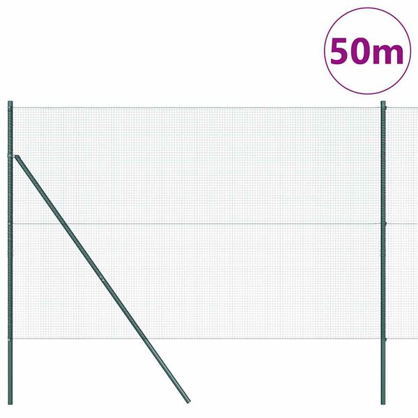 vidaXL Poste de Valla Verde 50 x 1,5 m (malla de 16 x 16 mm)