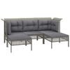 vidaXL Set de muebles de jard&iacute;n 5 pzas y cojines rat&aacute;n sint&eacute;tico gris