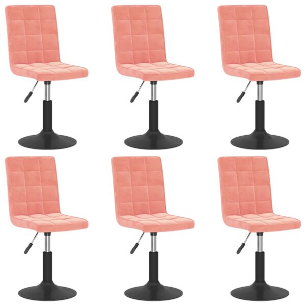 vidaXL Sillas de comedor giratorias 6 unidades de terciopelo rosa