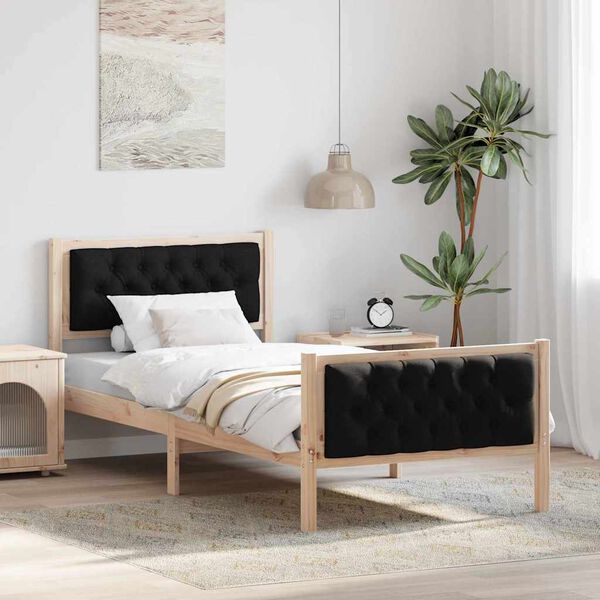 vidaXL Estructura de cama Negro 90 x 190 cm Madera de pino macizo