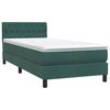 vidaXL Cama box spring con colch&oacute;n y LED terciopelo verde oscuro 90x220 cm
