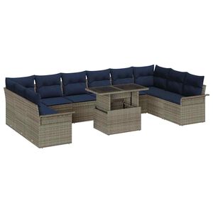 vidaXL Conjunto de sof&aacute; de jard&iacute;n 11 uds. Gris Rattan de Poli&eacute;ster