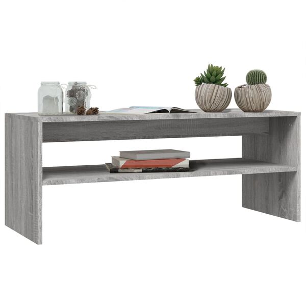 vidaXL Mesa de centro madera contrachapada gris Sonoma 100x40x40 cm
