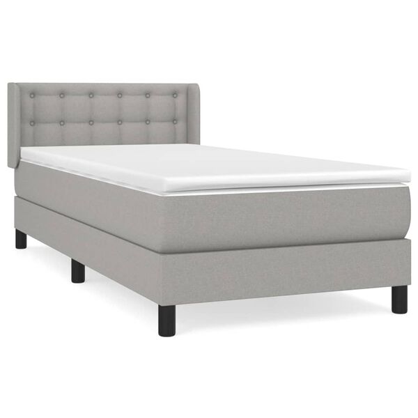vidaXL Cama box spring con colch&oacute;n tela gris claro 90x200 cm