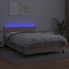 vidaXL Cama box spring colch&oacute;n LED cuero sint&eacute;tico capuchino 140x200cm