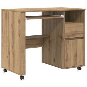 vidaXL Escritorio con Ruedas Roble artisan Madera de ingenier&iacute;a