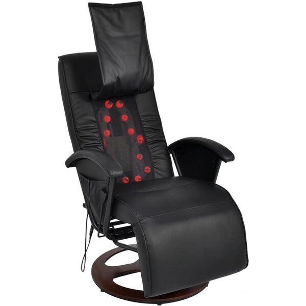 vidaXL Sillón de masaje shiatsu cuero sintético negro