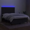 vidaXL Cama box spring colch&oacute;n y luces LED tela negro 140x190 cm