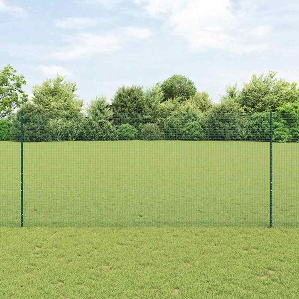 vidaXL Valla con Poste Verde 1,4 x 10 m Acero y PVC