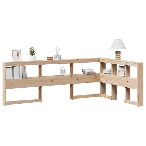 vidaXL Cabecero librer&iacute;a en forma de L madera maciza de pino 120 cm