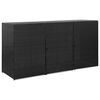 vidaXL Cobertizo triple de cubo basura rat&aacute;n PE negro 229x78x120 cm