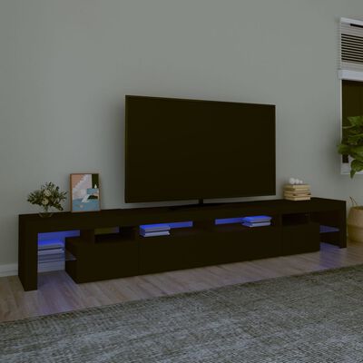 vidaXL Mueble de TV con luces LED Negro 260x36,5x40 cm