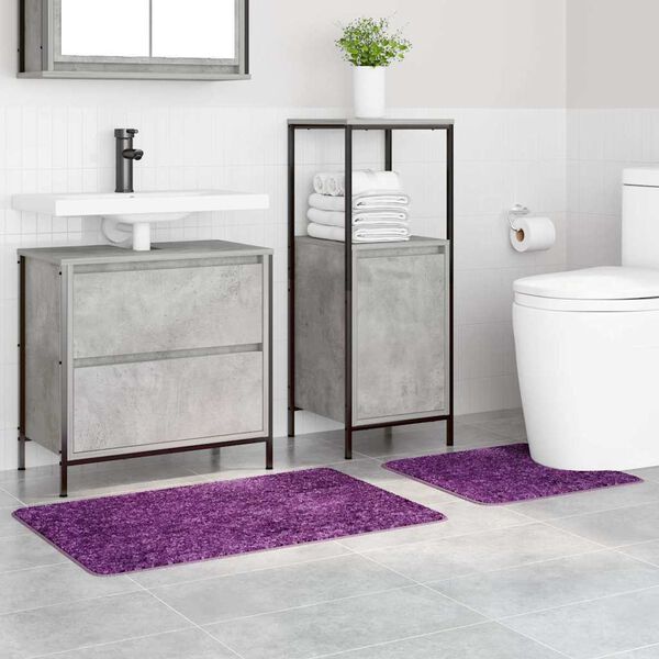 vidaXL Conjunto de alfombra de ba&ntilde;o antideslizante 2 pcs Morado PP