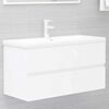 vidaXL Juego de muebles de ba&ntilde;o 2 pzas madera contrachapada blanco