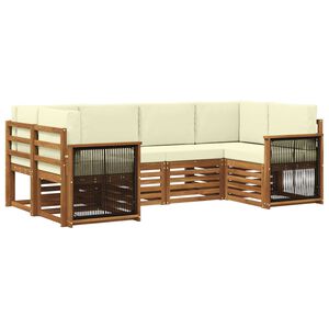 vidaXL Conjunto de sof&aacute;s de exterior 5 uds. Natural y Crema
