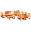 vidaXL Juego de sof&aacute;s de jard&iacute;n 9 pzas madera maciza pino marr&oacute;n cera