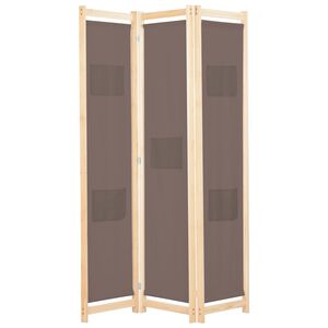 vidaXL Biombo divisor de 3 paneles de tela marr&oacute;n 120x170x4 cm