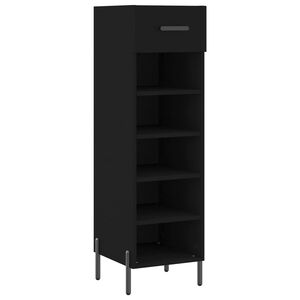 vidaXL Zapatero madera de ingenier&iacute;a negro 30x35x105 cm