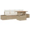 vidaXL Conjunto de sof&aacute; de jard&iacute;n 5 pcs Beige Polirat&aacute;n