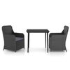vidaXL Juego de comedor de jard&iacute;n 3 piezas con cojines negro