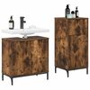 vidaXL Juego de muebles de ba&ntilde;o con caj&oacute;n 2 pcs Roble ahumado