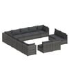 vidaXL Set muebles de jard&iacute;n 13 piezas y cojines rat&aacute;n sint&eacute;tico gris