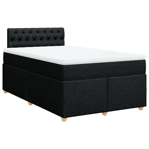 vidaXL Cama box spring con colch&oacute;n tela negro 120x190 cm