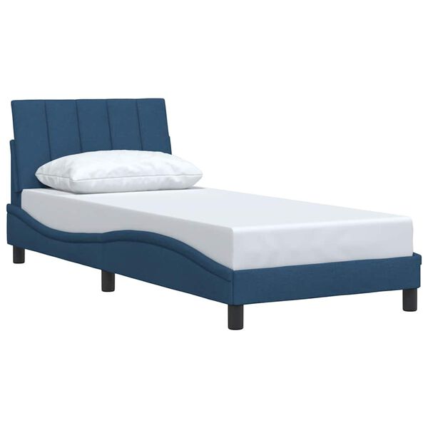 vidaXL Estructura de cama sin colch&oacute;n Hanko tela azul 90x190 cm