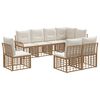 vidaXL Conjunto de sof&aacute;s de exterior 8 uds. Natural y Crema Poli&eacute;ster