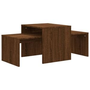 vidaXL Set mesa de centro madera ingenier&iacute;a roble marr&oacute;n 100x48x40 cm