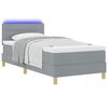 vidaXL Cama Box Spring LED con colch&oacute;n Gris Claro 90 x 200 cm tela