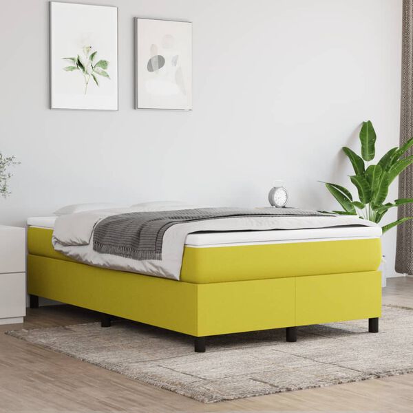 vidaXL Cama box spring con colch&oacute;n tela verde 120x200 cm