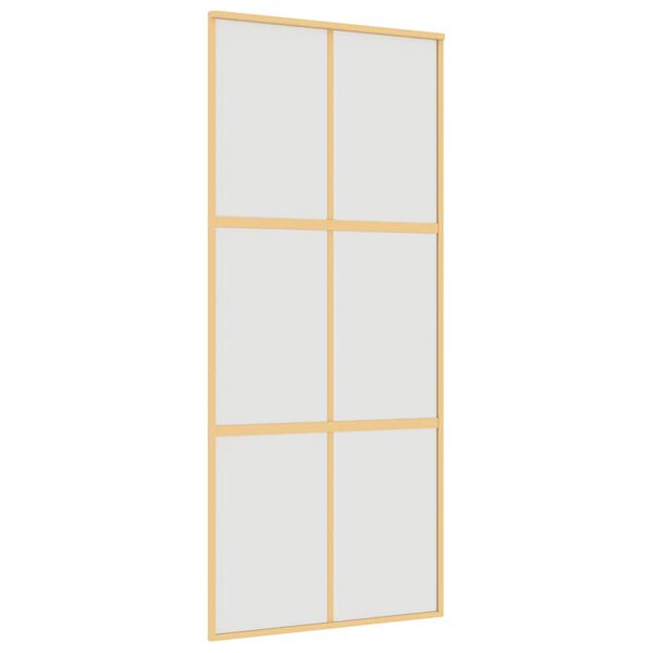 vidaXL Puerta corredera dorada vidrio ESG esmerilado aluminio 90x205cm