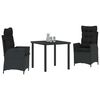 vidaXL Conjunto de Comedor de Jard&iacute;n 3 pcs Negro rat&aacute;n sint&eacute;tico