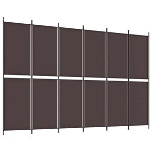vidaXL Biombo divisor de 6 paneles de tela marr&oacute;n 300x200 cm