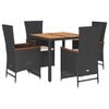 vidaXL Set de muebles jard&iacute;n 5 pzas con cojines rat&aacute;n sint&eacute;tico negro