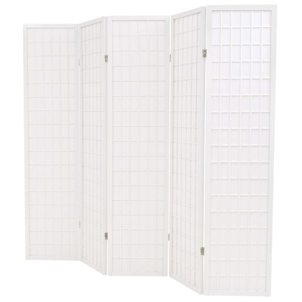 vidaXL Biombo plegable 5 paneles estilo japon&eacute;s 200x170 cm blanco