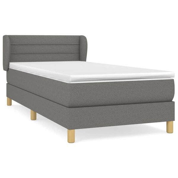 vidaXL Cama box spring con colch&oacute;n tela gris oscuro 80x200 cm