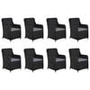 vidaXL Juego de comedor para jard&iacute;n 9 piezas rat&aacute;n sint&eacute;tico negro