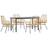 vidaXL Juego de comedor jard&iacute;n 5 piezas rat&aacute;n sint&eacute;tico marr&oacute;n