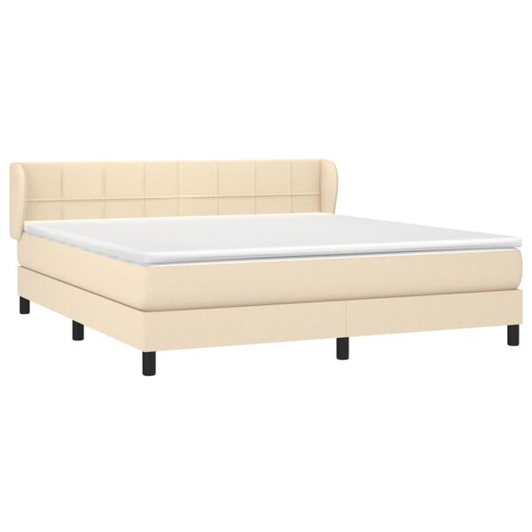 vidaXL Cama box spring con colch&oacute;n tela color crema 180x200 cm