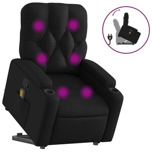 vidaXL Sill&oacute;n reclinable de masaje de pie cuero artificial negro