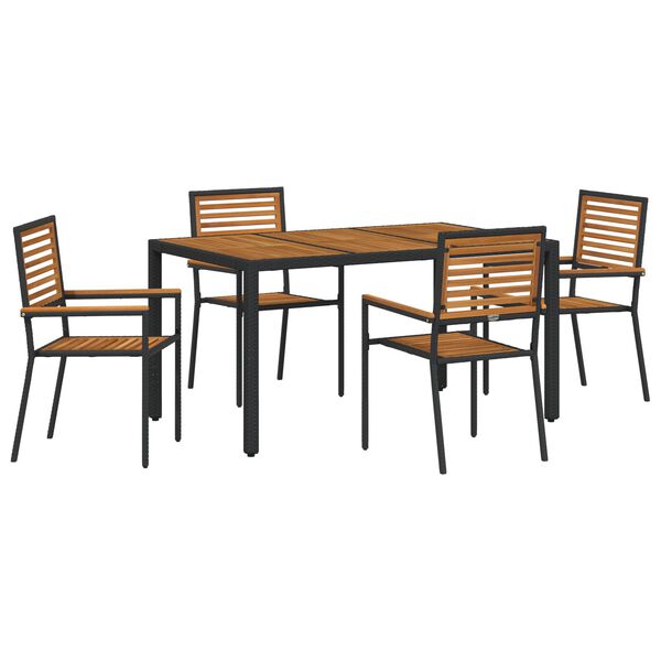 vidaXL Conjunto de Comedor de Jard&iacute;n 5 pcs Negro y Marr&oacute;n