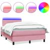 vidaXL Cama box spring con colch&oacute;n y LED terciopelo rosa 120x220 cm