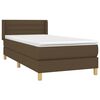 vidaXL Cama box spring con colch&oacute;n tela marr&oacute;n oscuro 90x200 cm