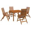 vidaXL Juego de comedor de jard&iacute;n de 5 piezas Natural
