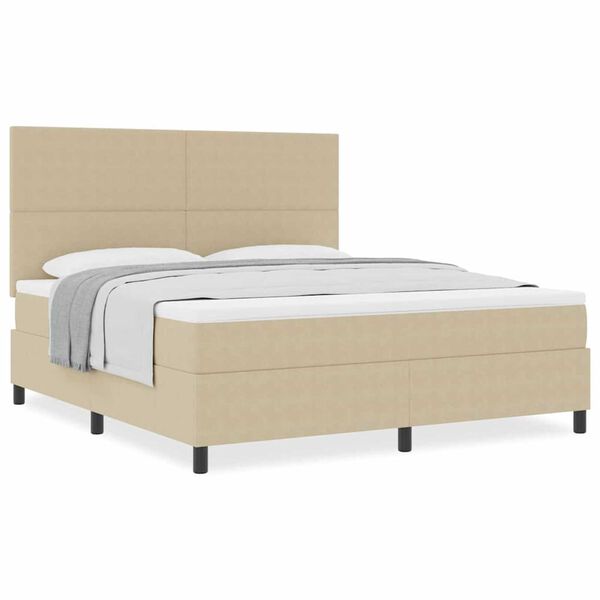 vidaXL Cama tipo Box Spring Gris claro y blanco. 203 x 180 x 128 cm