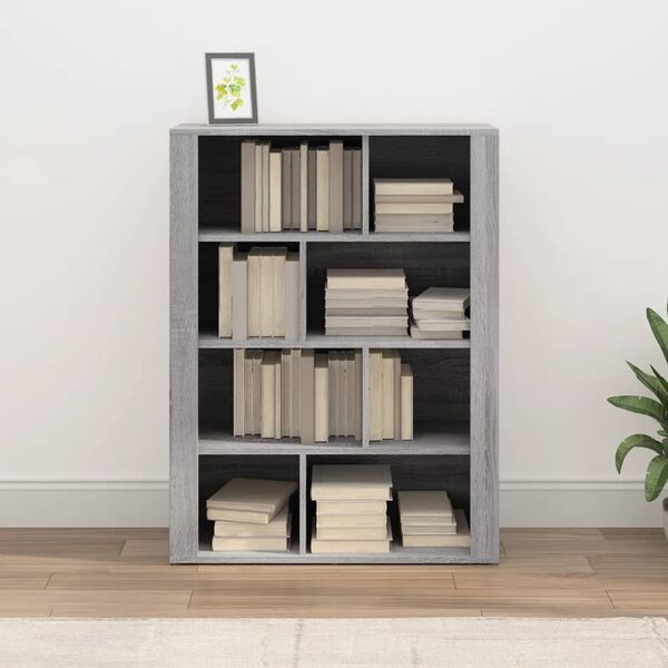 vidaXL Aparador de madera contrachapada gris Sonoma 80x30x106 cm